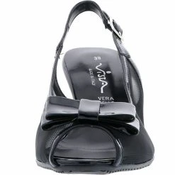 Vista Damen Slingpumps Pumps Peep-Toe Schleife Lackoptik Schwarz - Schwarz -LAURAVITA-Shop 14898376 04