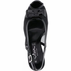Vista Damen Slingpumps Pumps Peep-Toe Schleife Lackoptik Schwarz - Schwarz -LAURAVITA-Shop 14898376 07