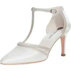 BRIDE NOW! Brautschuh Aus Satin, Absatzhöhe 8 Cm Klassische Pumps - Creme