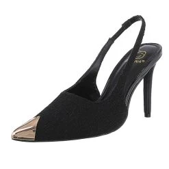 Ital-Design Schnür- & Riemchenpumps Knöchelriemen, Pfennig-/Stilettoabsatz, Metallisch - Schwarz