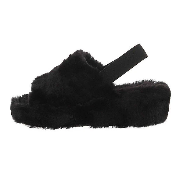 Ital-Design Hausschuhe , Keilabsatz/Wedge, Dekofell 1 Ital-Design Hausschuhe , Keilabsatz/Wedge, Dekofell