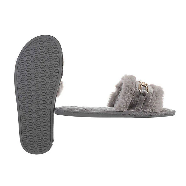 Ital-Design Hausschuhe , Flach, Dekofell, Offene Ferse 2 Ital-Design Hausschuhe , Flach, Dekofell, Offene Ferse – Bild 2