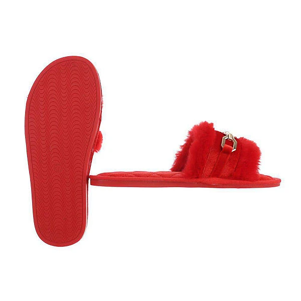 Ital-Design Hausschuhe , Flach, Dekofell, Offene Ferse 2 Ital-Design Hausschuhe , Flach, Dekofell, Offene Ferse – Bild 2