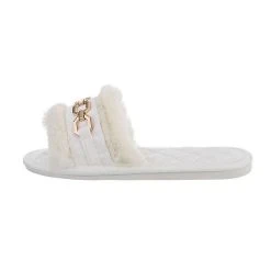 Ital-Design Hausschuhe , Flach, Dekofell, Offene Ferse