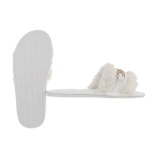 Ital-Design Hausschuhe , Flach, Dekofell, Offene Ferse 2 Ital-Design Hausschuhe , Flach, Dekofell, Offene Ferse – Bild 2