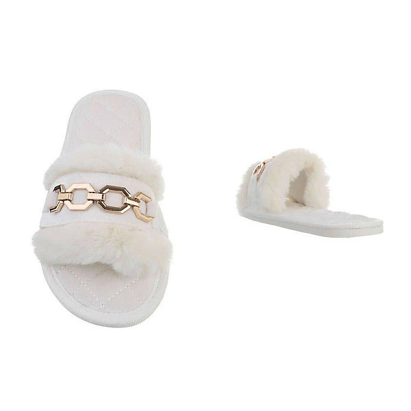 Ital-Design Hausschuhe , Flach, Dekofell, Offene Ferse 3 Ital-Design Hausschuhe , Flach, Dekofell, Offene Ferse – Bild 3