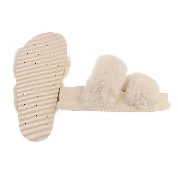 Ital-Design Hausschuhe , Flach, Dekofell, Offene Ferse 2 Ital-Design Hausschuhe , Flach, Dekofell, Offene Ferse – Bild 2