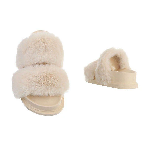 Ital-Design Hausschuhe , Flach, Dekofell, Offene Ferse 3 Ital-Design Hausschuhe , Flach, Dekofell, Offene Ferse – Bild 3