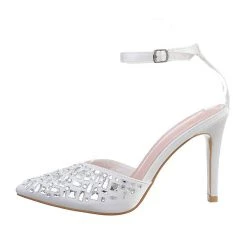 Ital-Design Schnür- & Riemchenpumps Knöchelriemen, Pfennig-/Stilettoabsatz, Strass