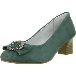 Vista Damen Trachtenschuhe Almhaferl Pumps Grün